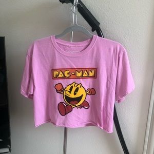 cropped pink pac man top